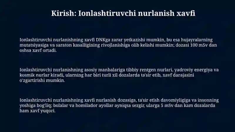 Ionlashtiruvchi nurlanish xavfi 3