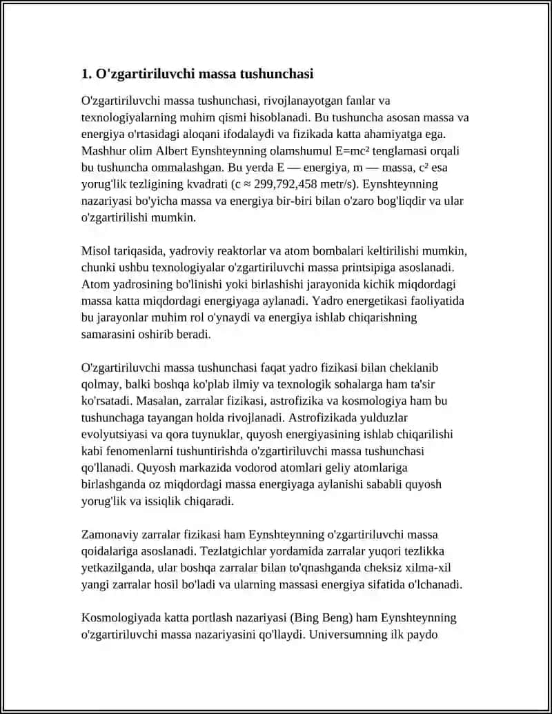 O'zgartiriluvchi Massa Tushunchasi 3