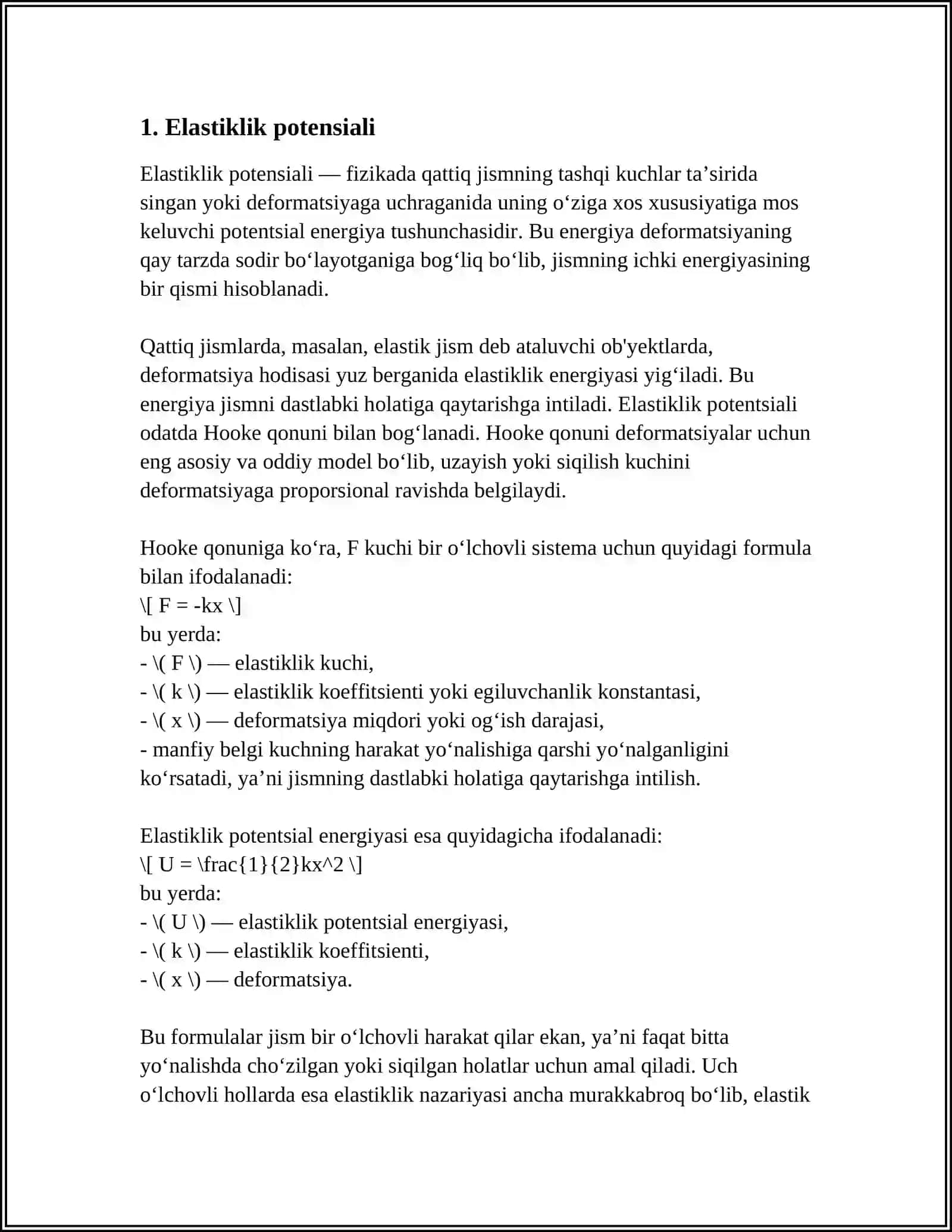 ELASTIKLIK KUCHLARI 3