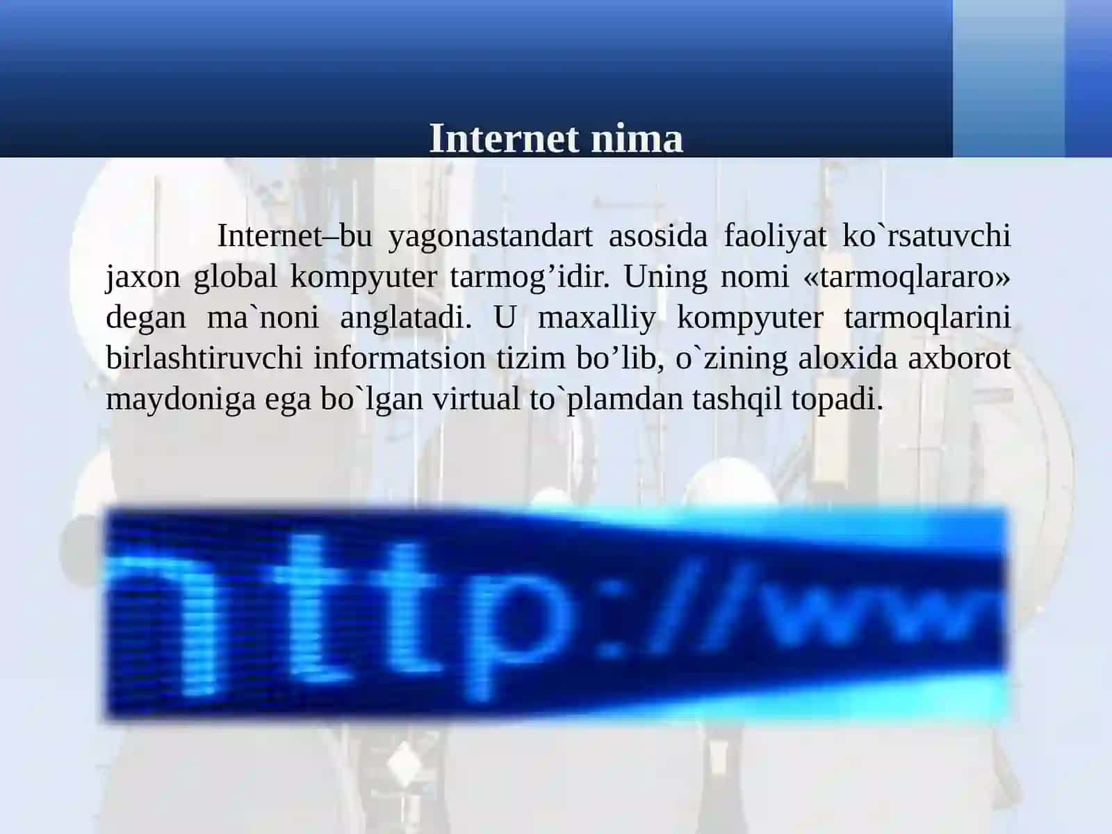 Internet va Intranet tarmoqi va ularni tashkiliy tushuncha-masalalar 3