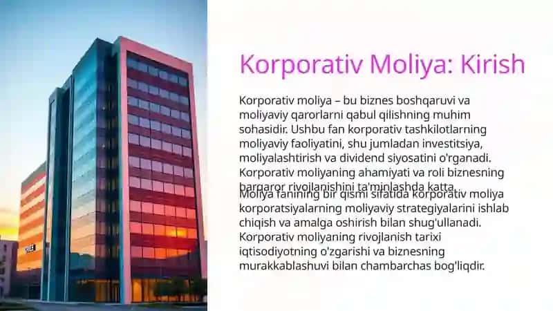 Korporativ Moliya: Kirish 3