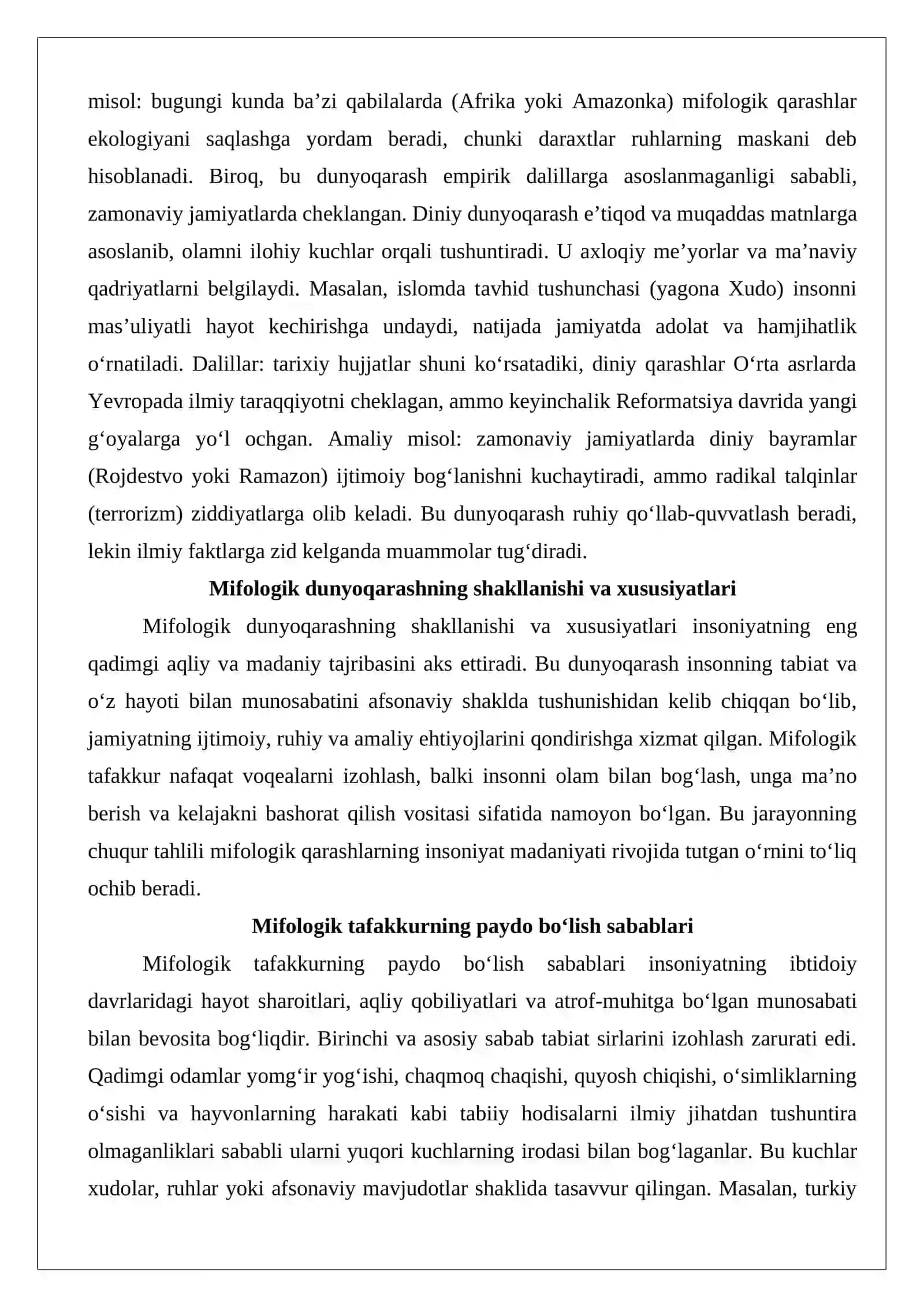 Mifologik, diniy va ilmiy dunyoqarash tahlili 3