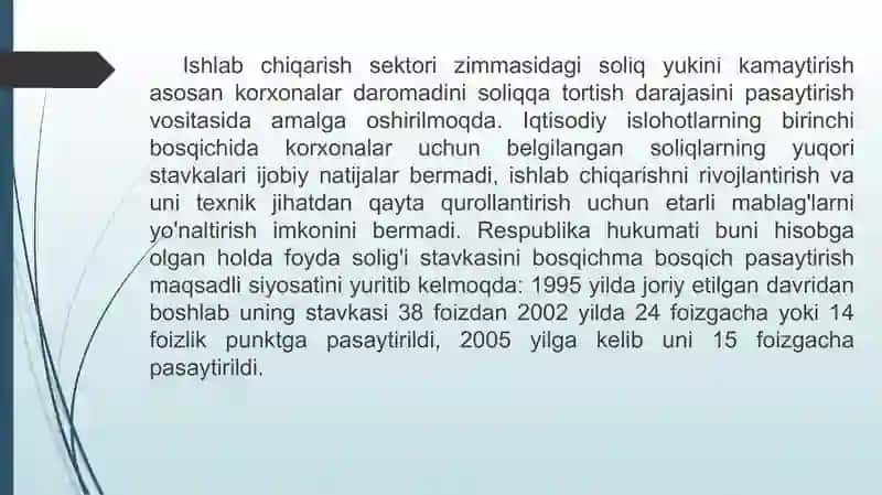 Soliq to'lovlarining korxonalar moliyaviy holatiga ta'siri 3