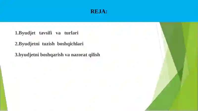 Byudjetni rejalashtirish va boshqarish 3
