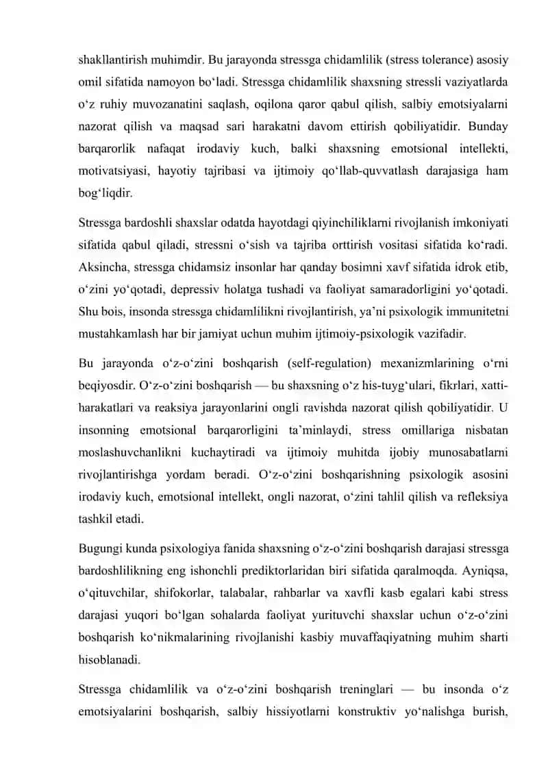 Stress va stressga chidamlilikning nazariy asoslari 3