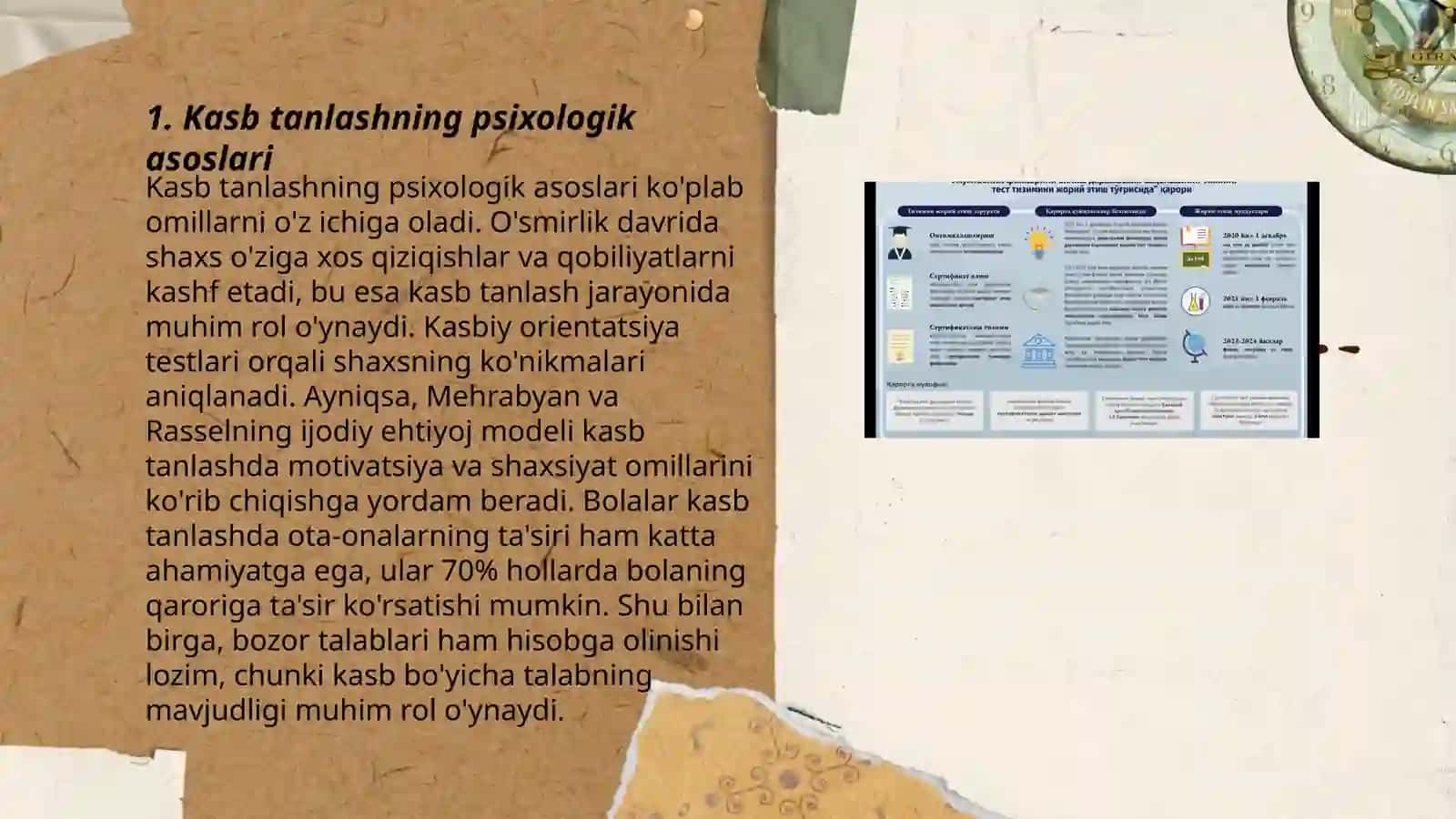 Kasb hunarga yoʻnaltirish ishining asosiy yoʻnalishlari va bosqichlari 3