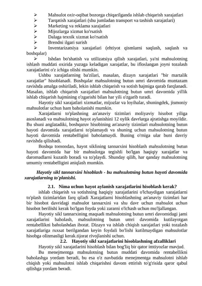 HAYOTIY SIKL XARAJATLARI 3