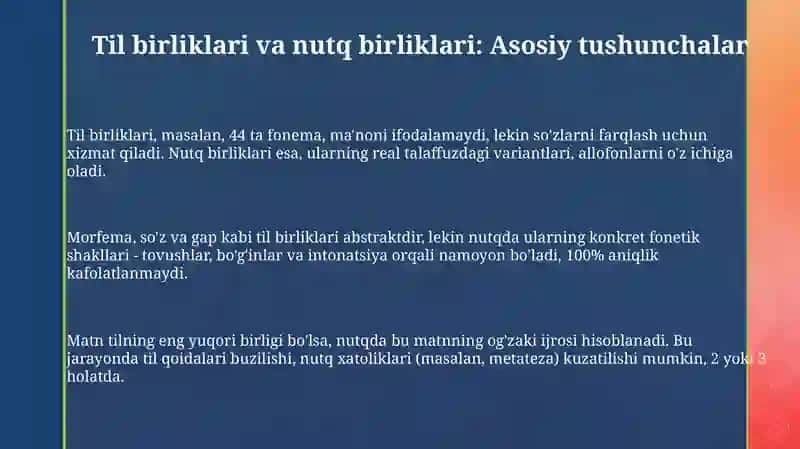 Til birliklari va nutq birliklari 3