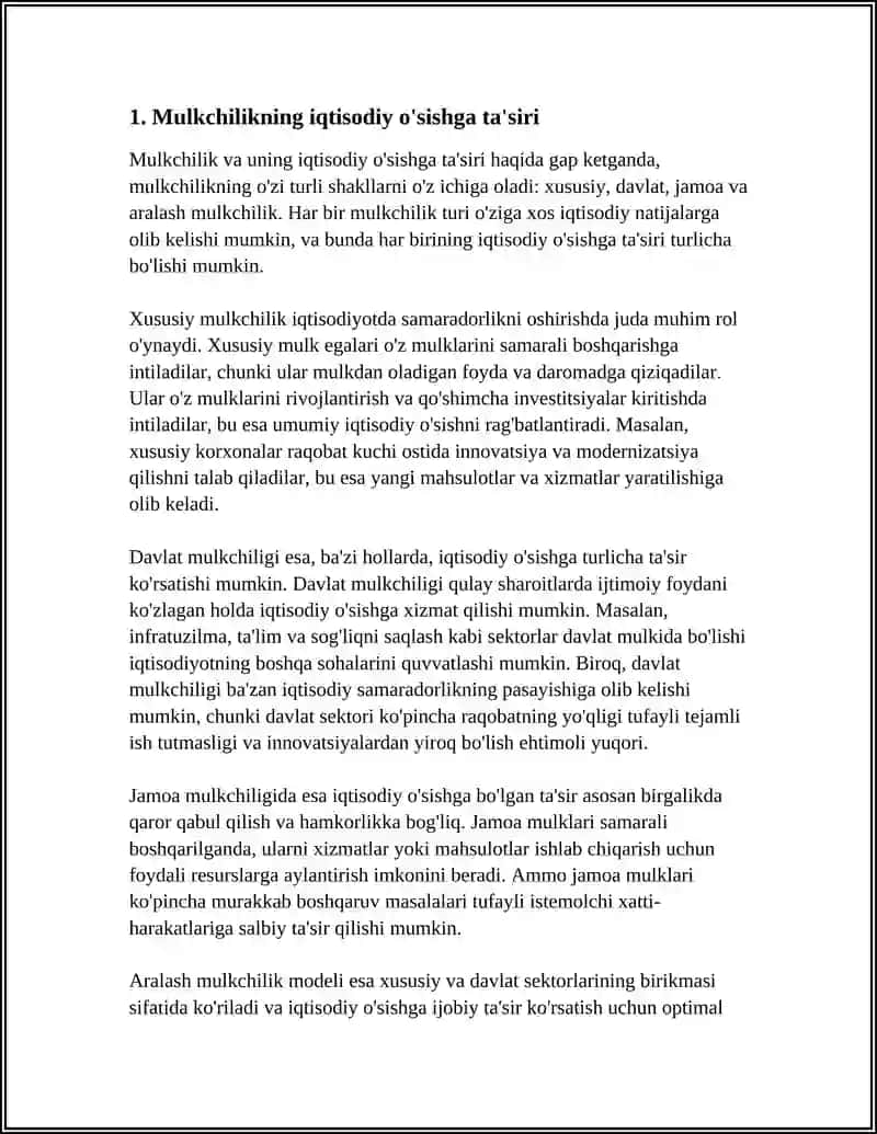 MULKCHILIKNING IQTISODDAGI O'RNI 3
