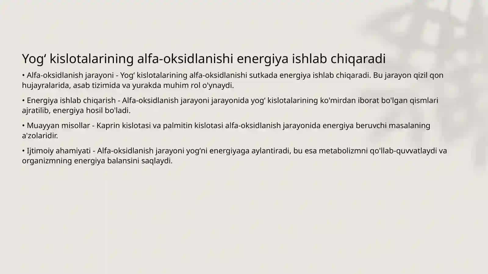 Yogʻ kislotalarini alfa-oksidlanishi, ahamiyati, buzilishlari 3