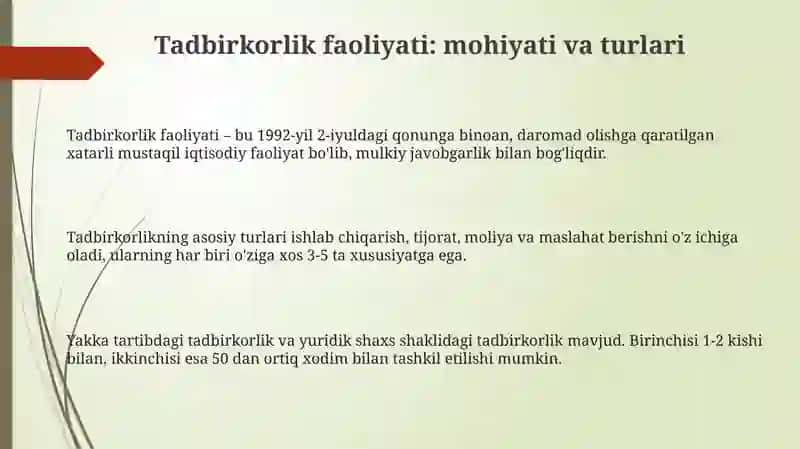 Tadbirkorlik faoliyati 3