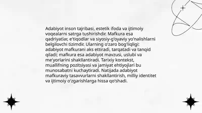 Adabiyot va mafkura mavzusi 3