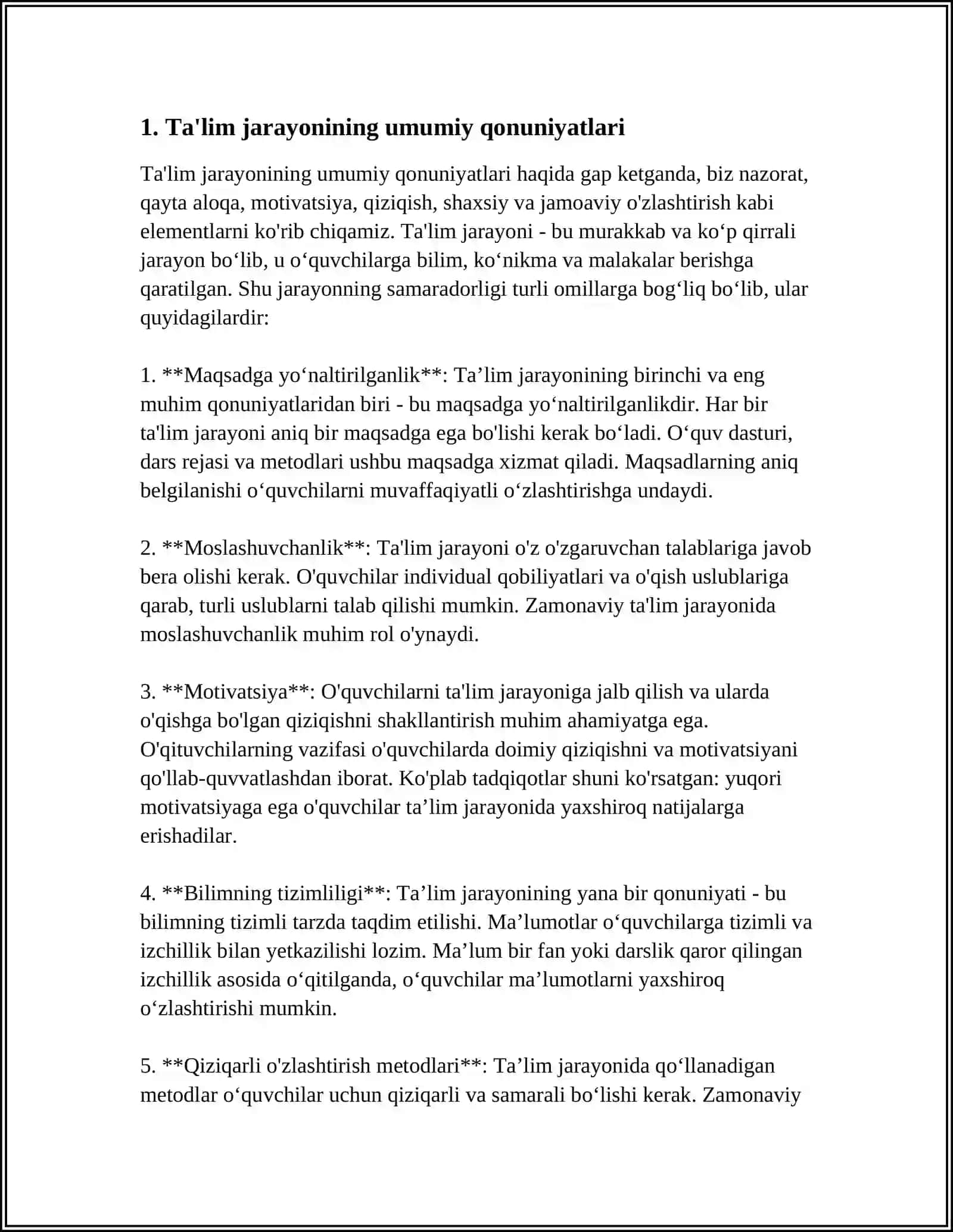TA'LIM JARAYONI QONUNIYATLARI VA TAMOYILLARI 3