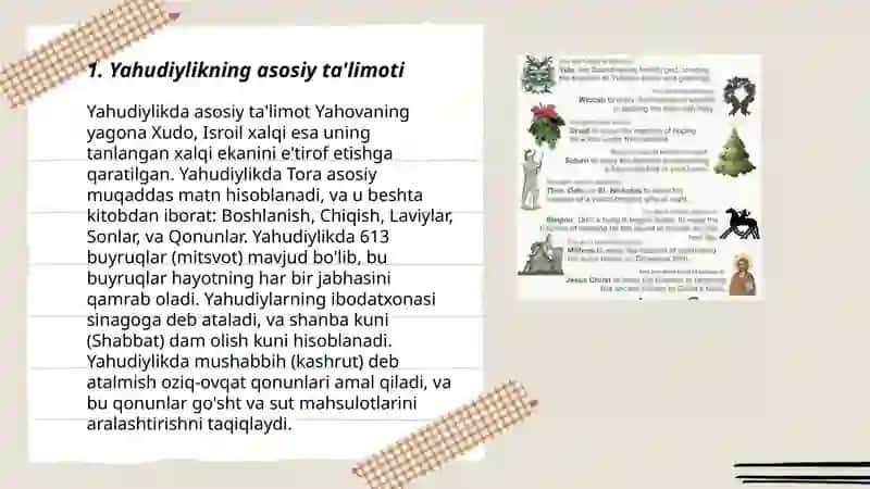 Yahudiylik ta'limoti,An'ana va marosimlari 3