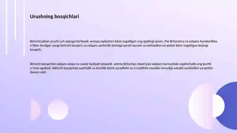 Birinchi jahon urushi va Versal-Vashington tizimining o‘rnatilishi 3