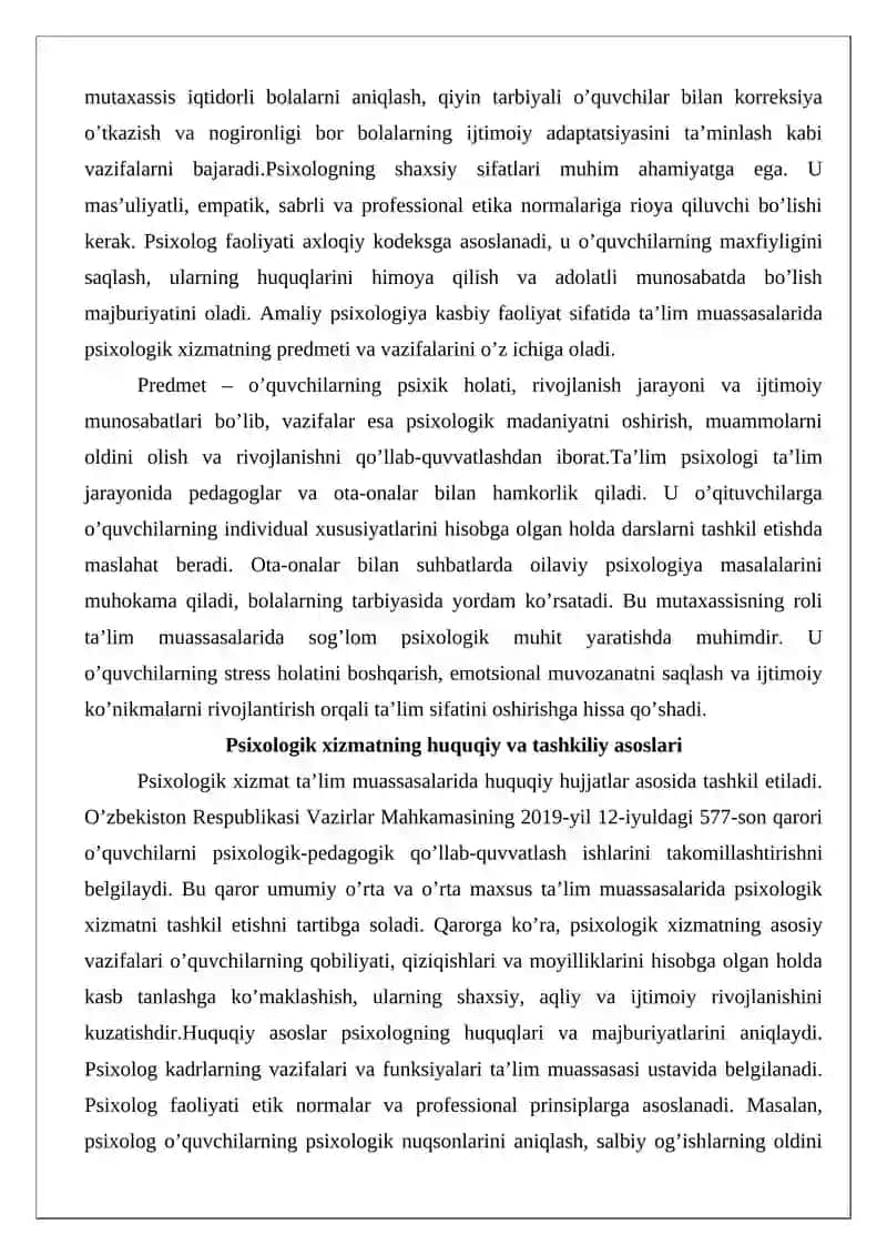 Ta’lim muassasasi psixologining psixologik diagnostika faoliyati 3