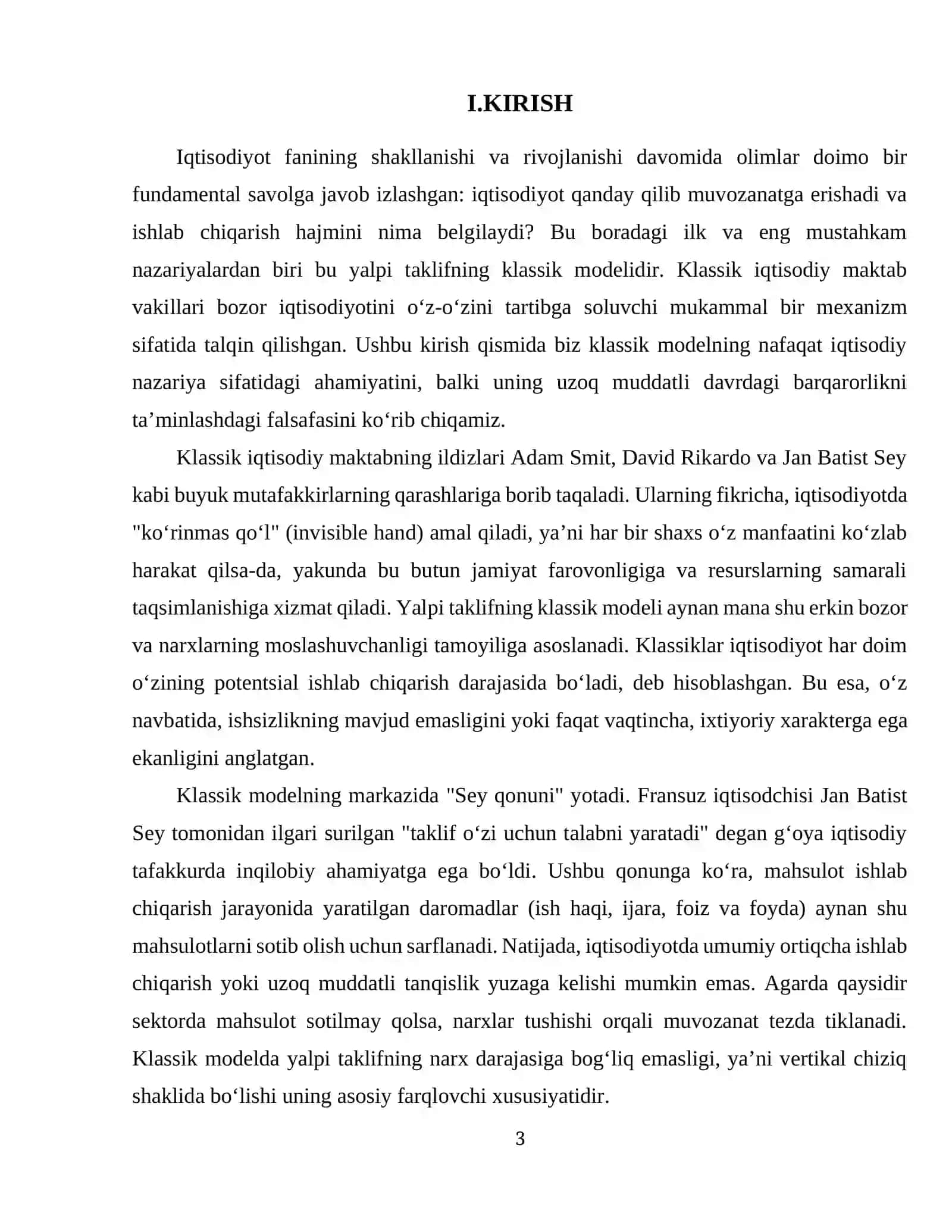 Yalpi taklifning klassik modeli 3