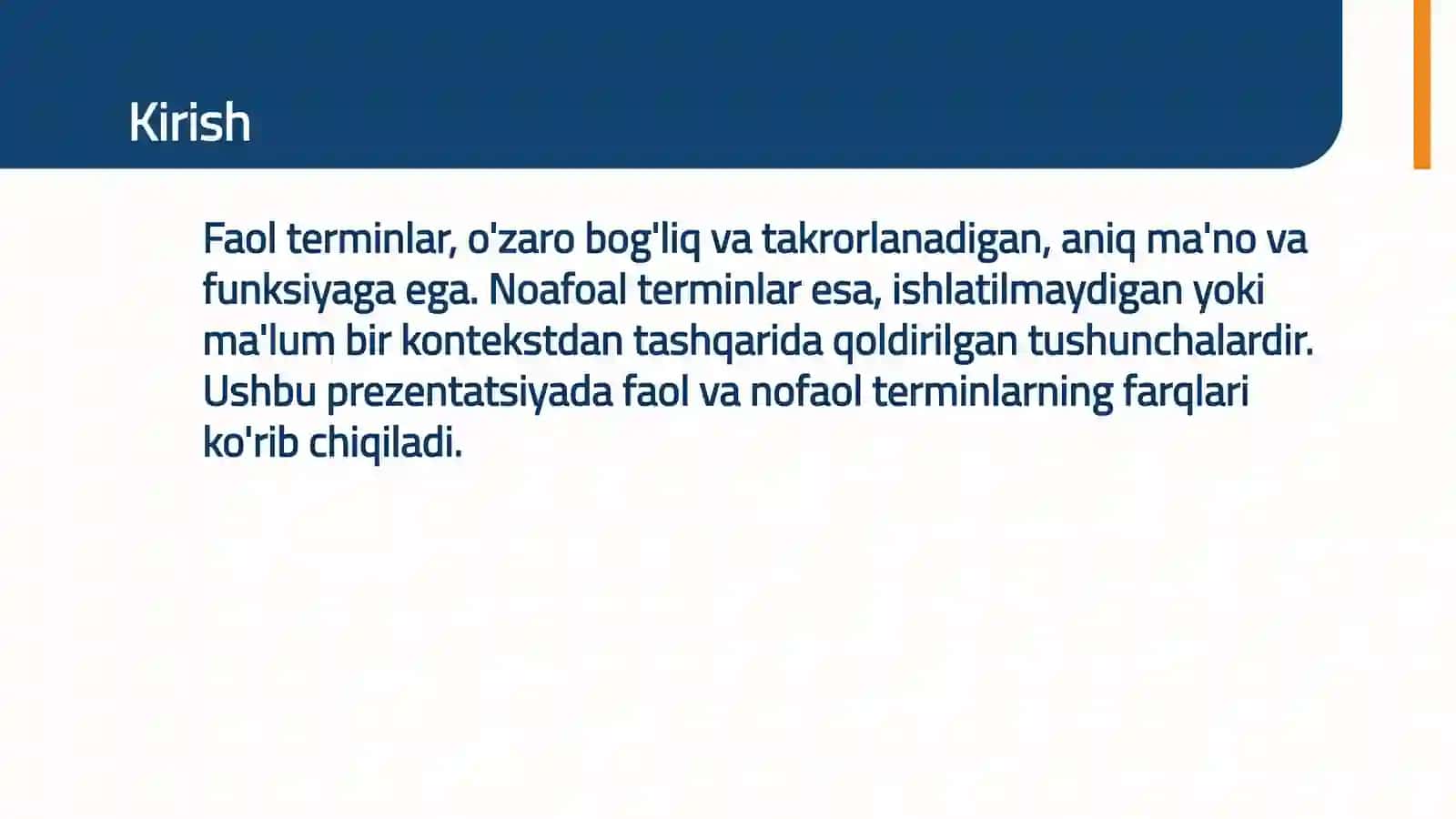 SOHANING FAOL VA NOFAOL TERMIN 3