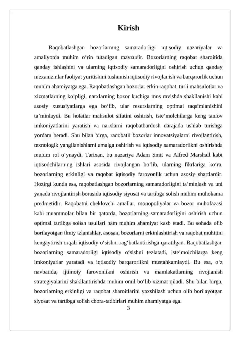 Raqobatlashgan bozorlarning samaradorligi 3