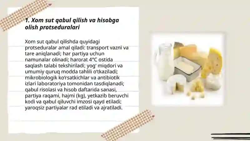 Sutdan olinadigan mahsulotlar hisobi 3