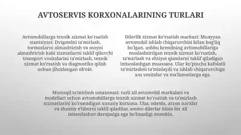 Avtoservis Korxonalari Va Ularning Ta'Rifi 3
