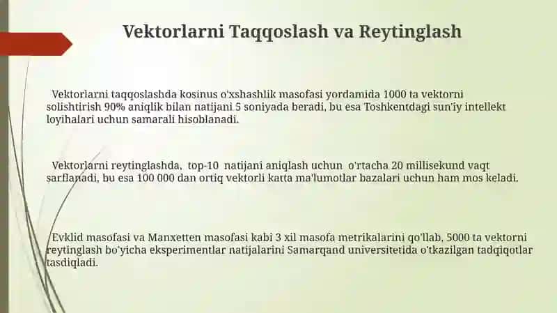 Vektorlarni Taqqoslash va Reytinglash 3