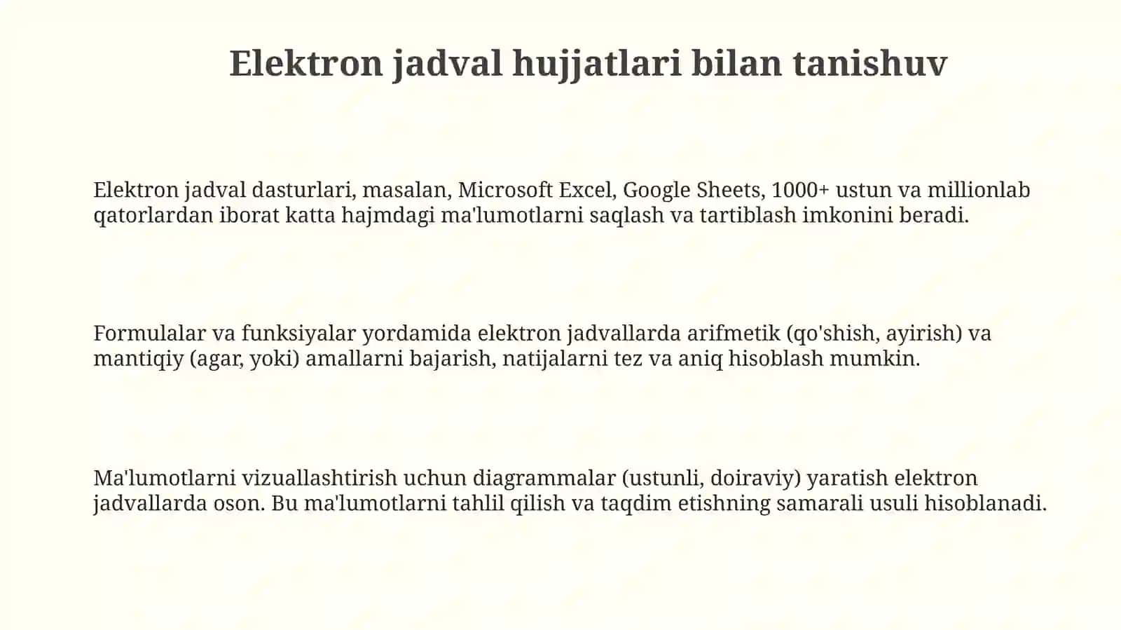 Elektron jadval hujjatlarini yaratish 3