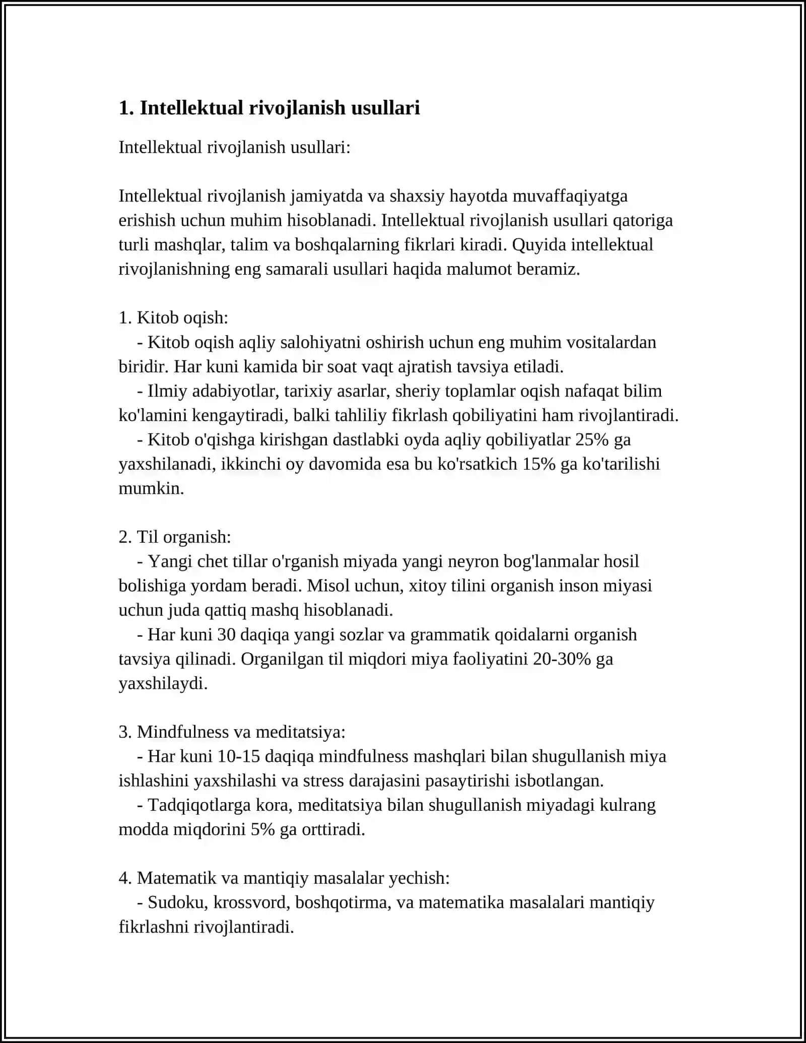 Intellektual rivojlanish usullari 3