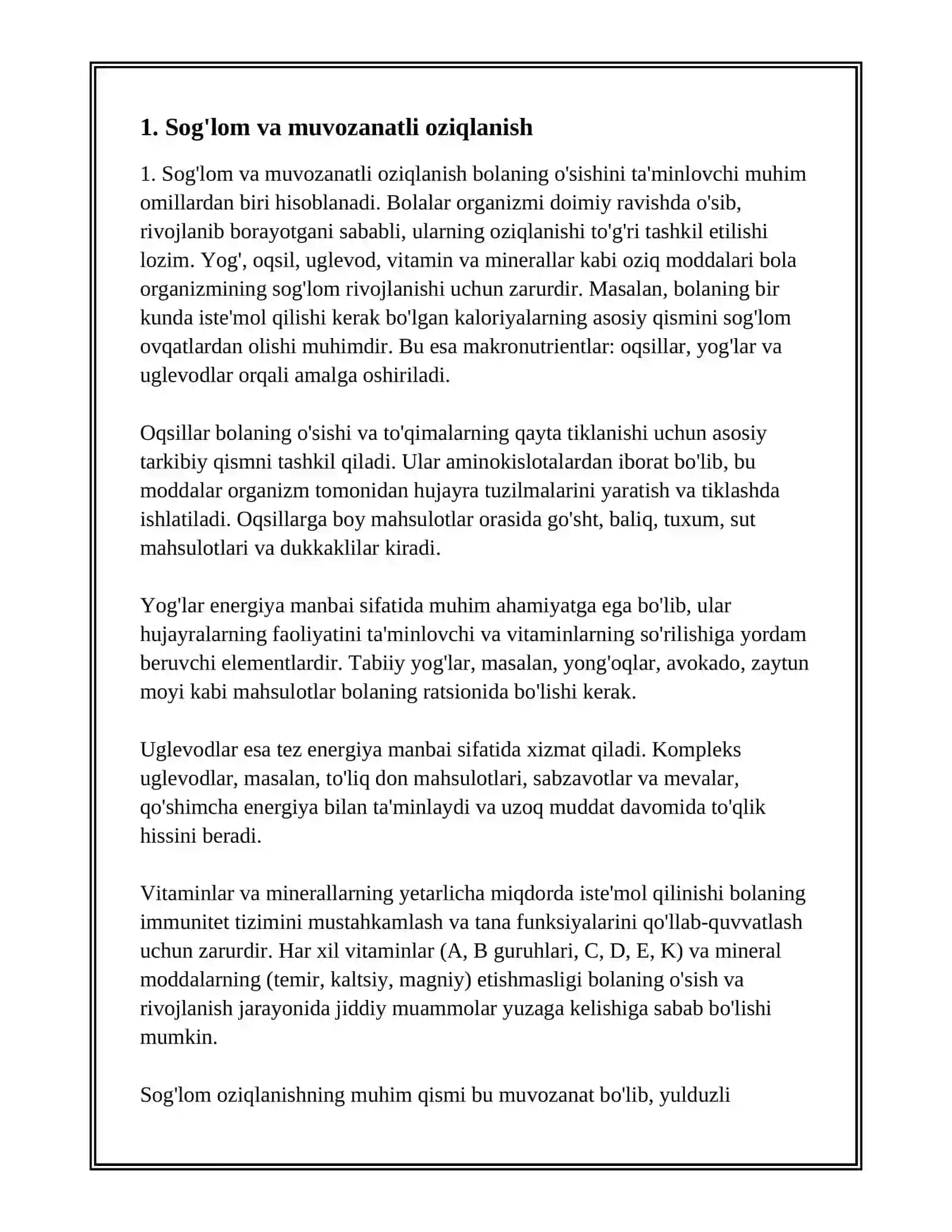 BOLANING O'SISHINI TA'MINLOVCHI OMILLAR 3