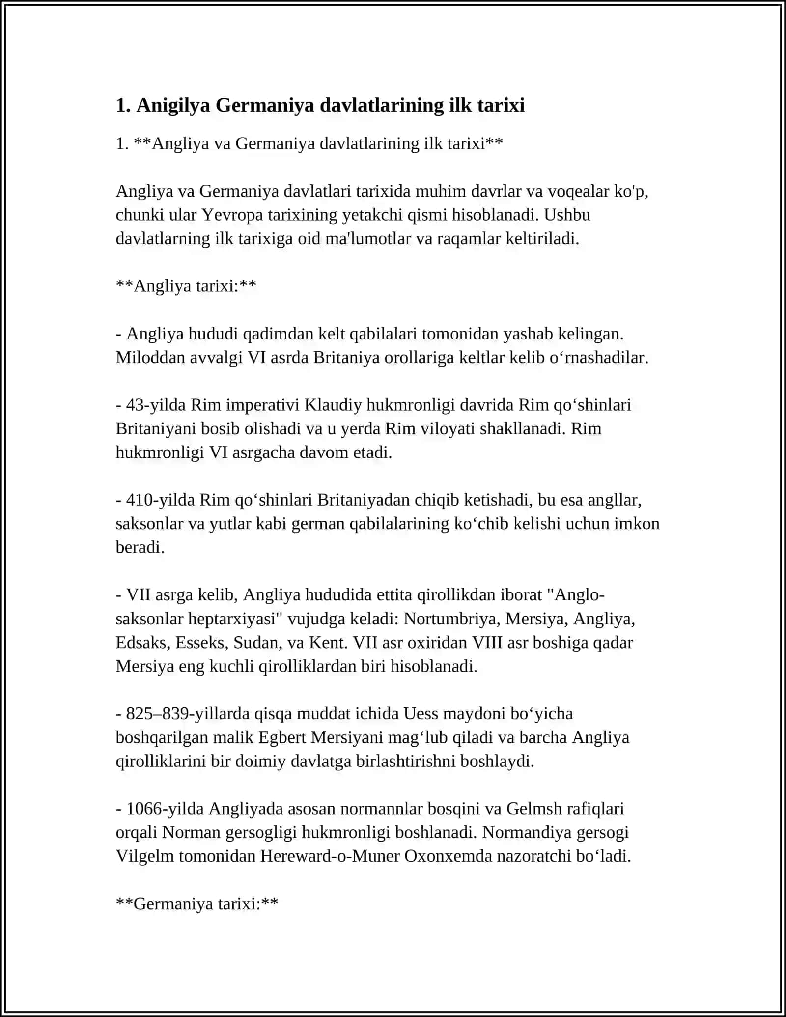 ANIGILYA GERMANIYA DAVLATLARINING TARIXSHUNOSLIKGI 3