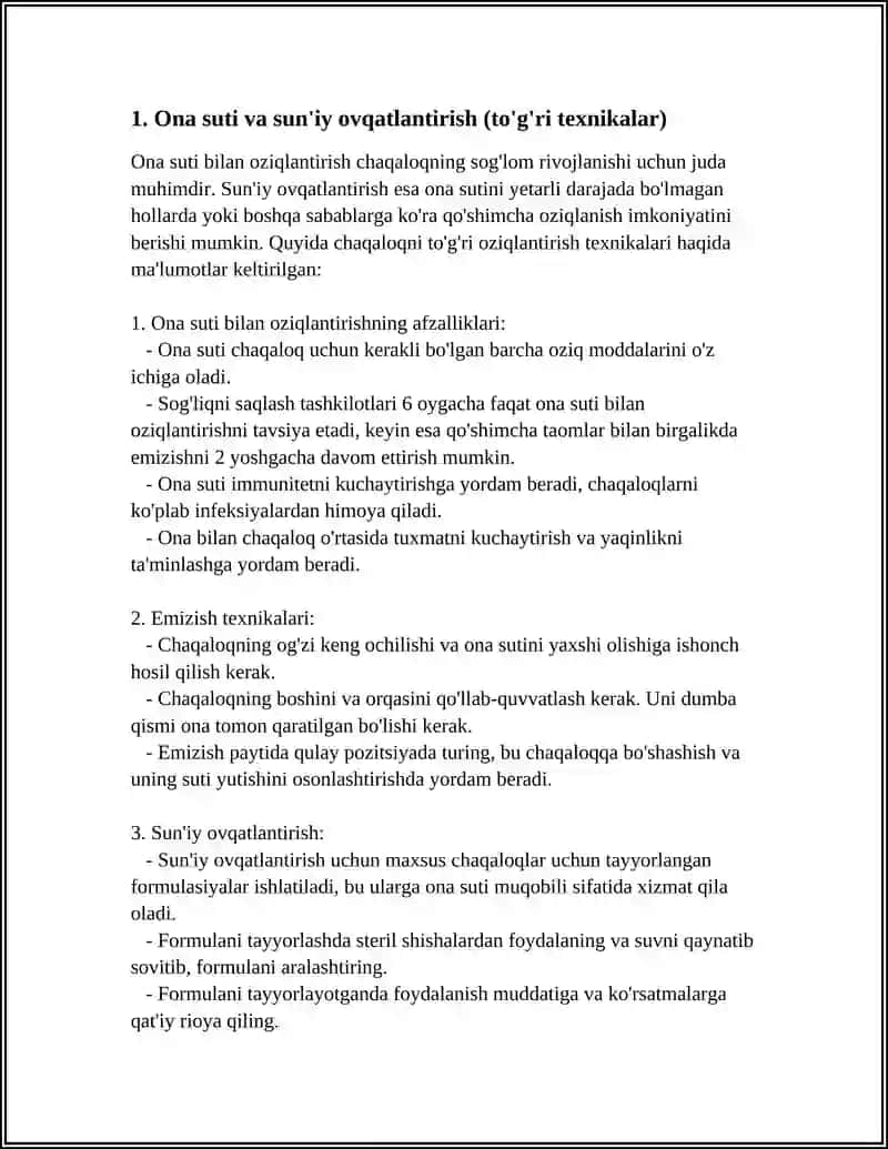 OTA-ONALAR UCHUN "UYDA YANGI TUG'ILGAN CHAQALOQNI PARVARISH QILISH" UCHUN ESLATMA 3