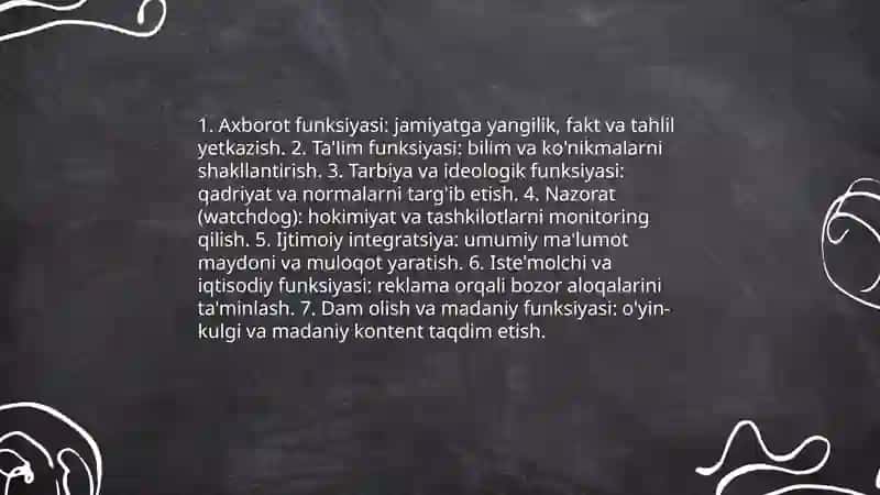 Ommaviy axborot vositalarining jamiyatdagi ahamiyati 3