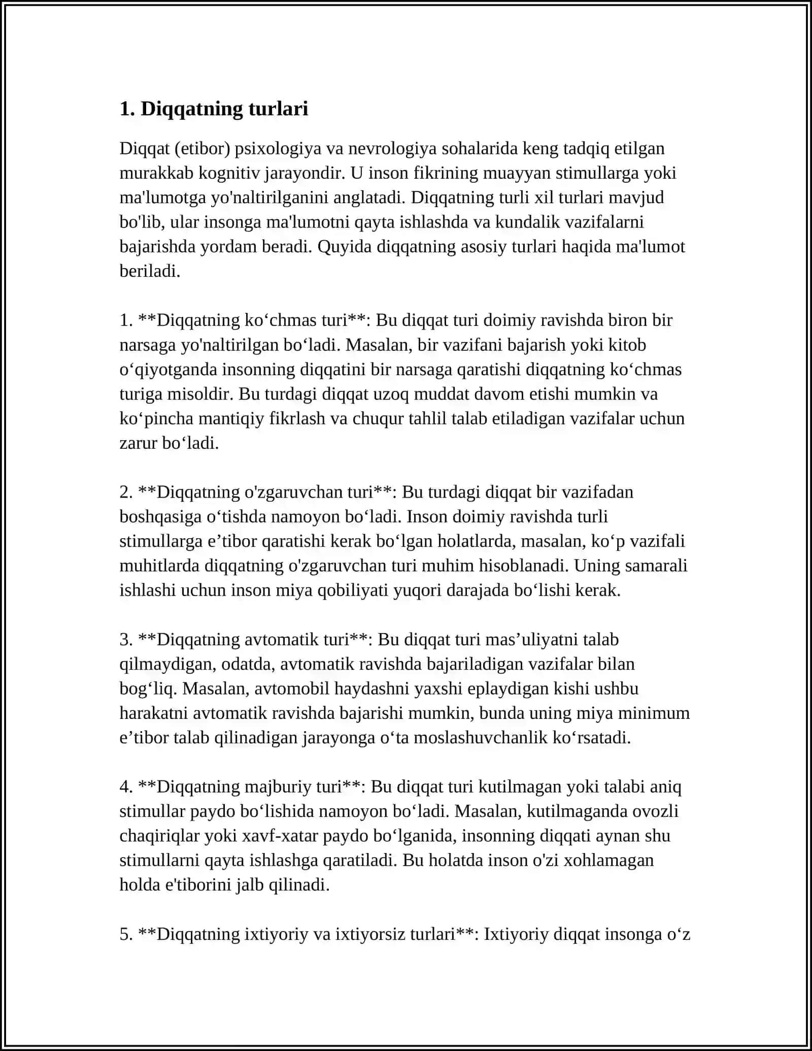 DIQQATNING TURLARI 3