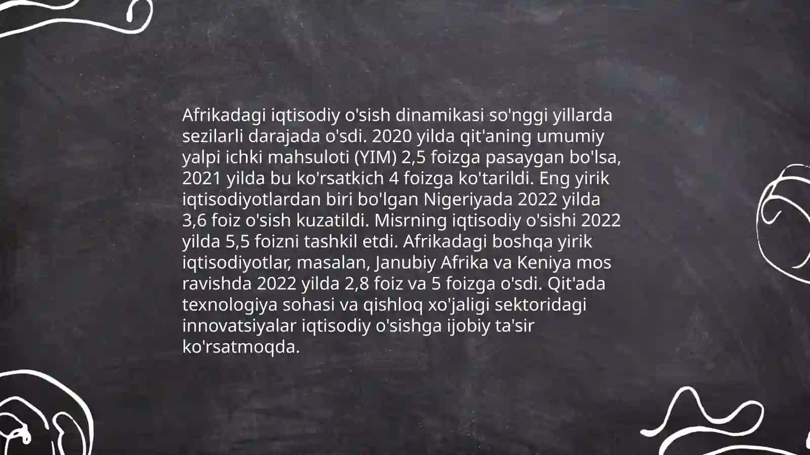 Afrikani 2022-2023-2024-yillaridagi yalpi ichki mahsulotining o'sish sur'ati 3