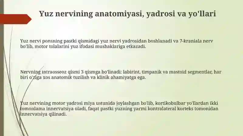 Yuz nervi anatomiyasi va kasalliklari 3