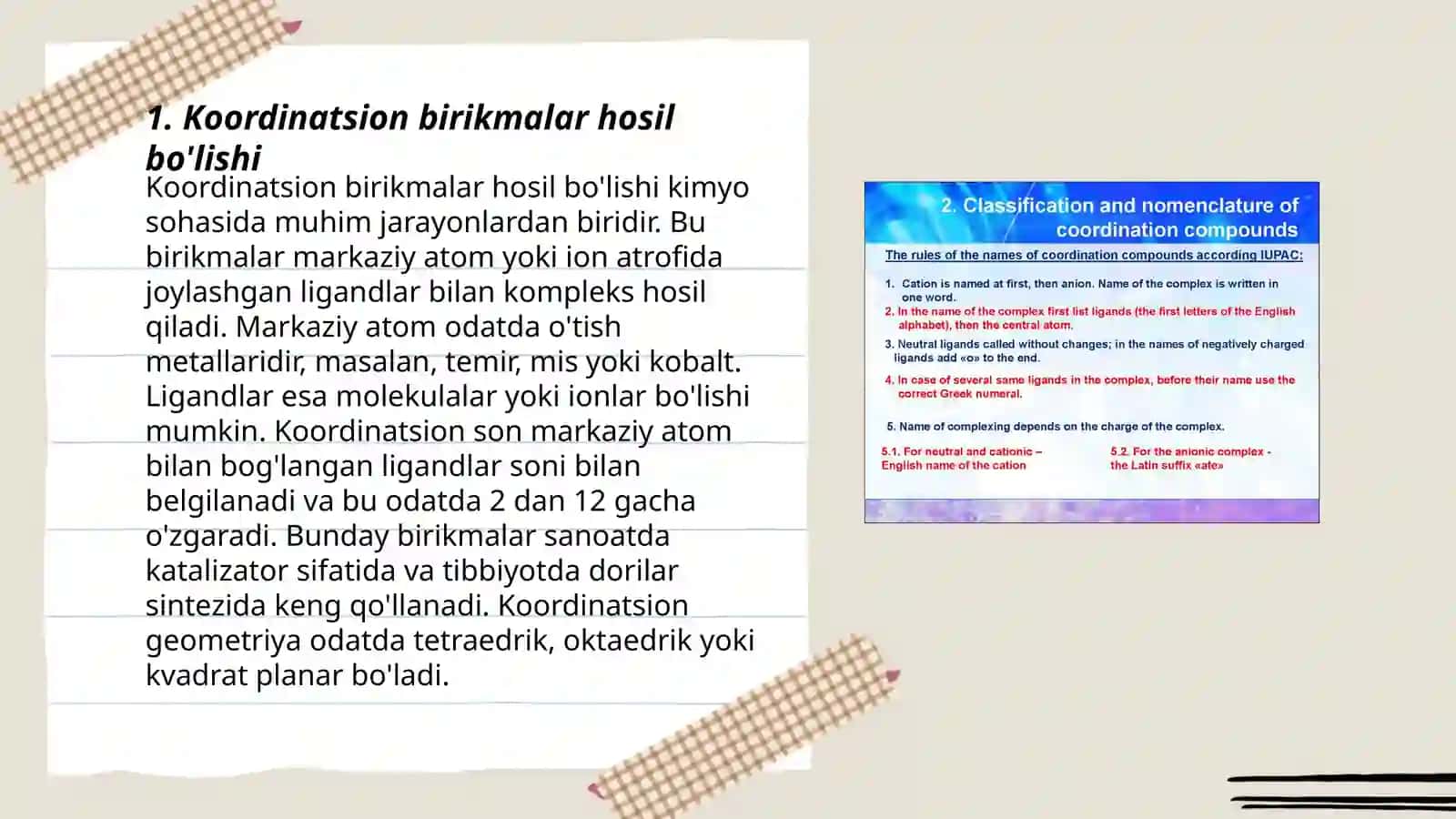 Koordinatsion birikmalar nazariyasi 3