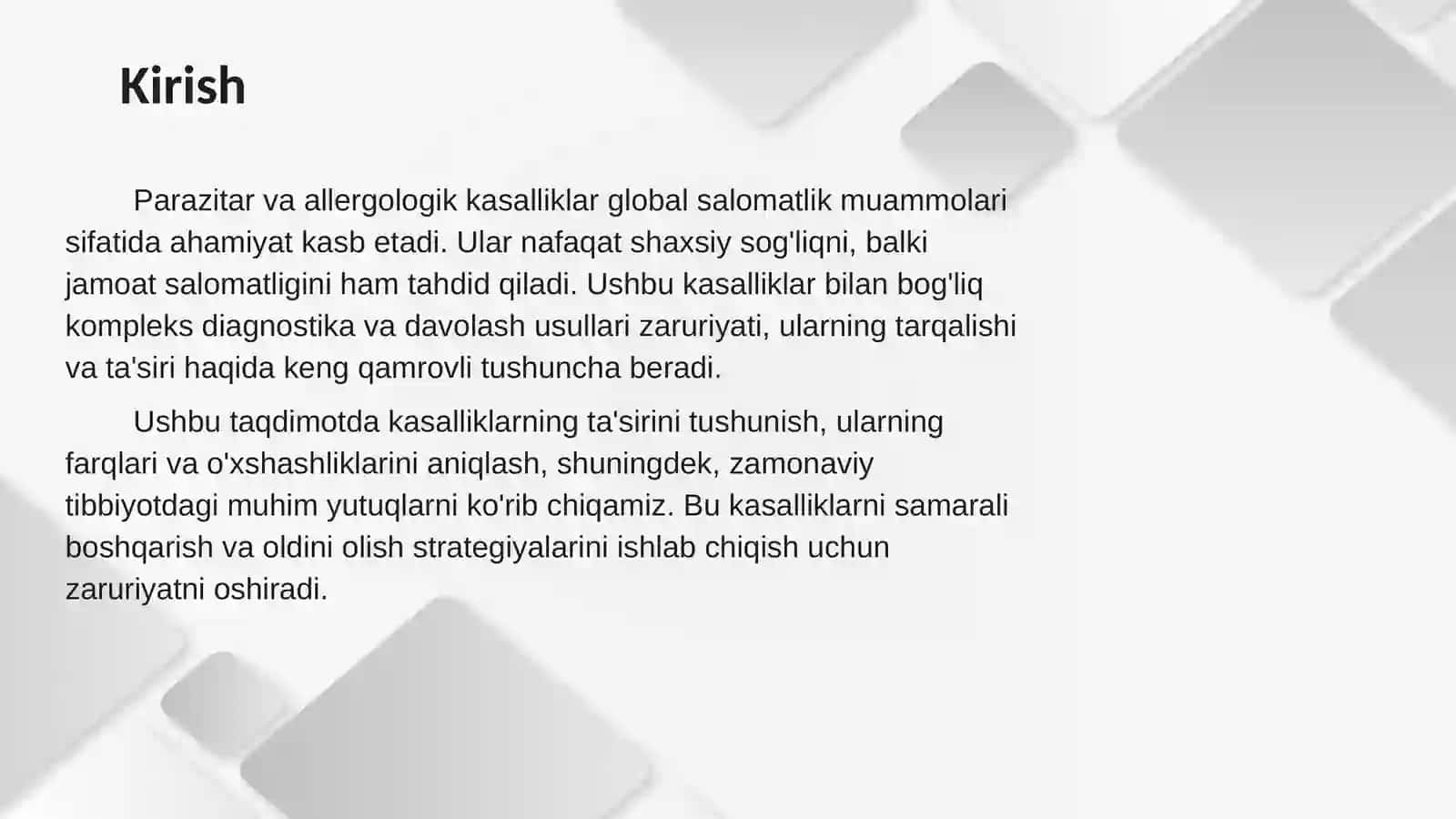 Parazitar va allergologik kasalliklarni ajratish 3