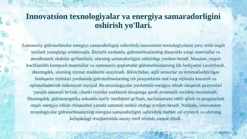 Zamonaviy gidroturbinalar va ularning rivojlanish tendensiyalari. 3