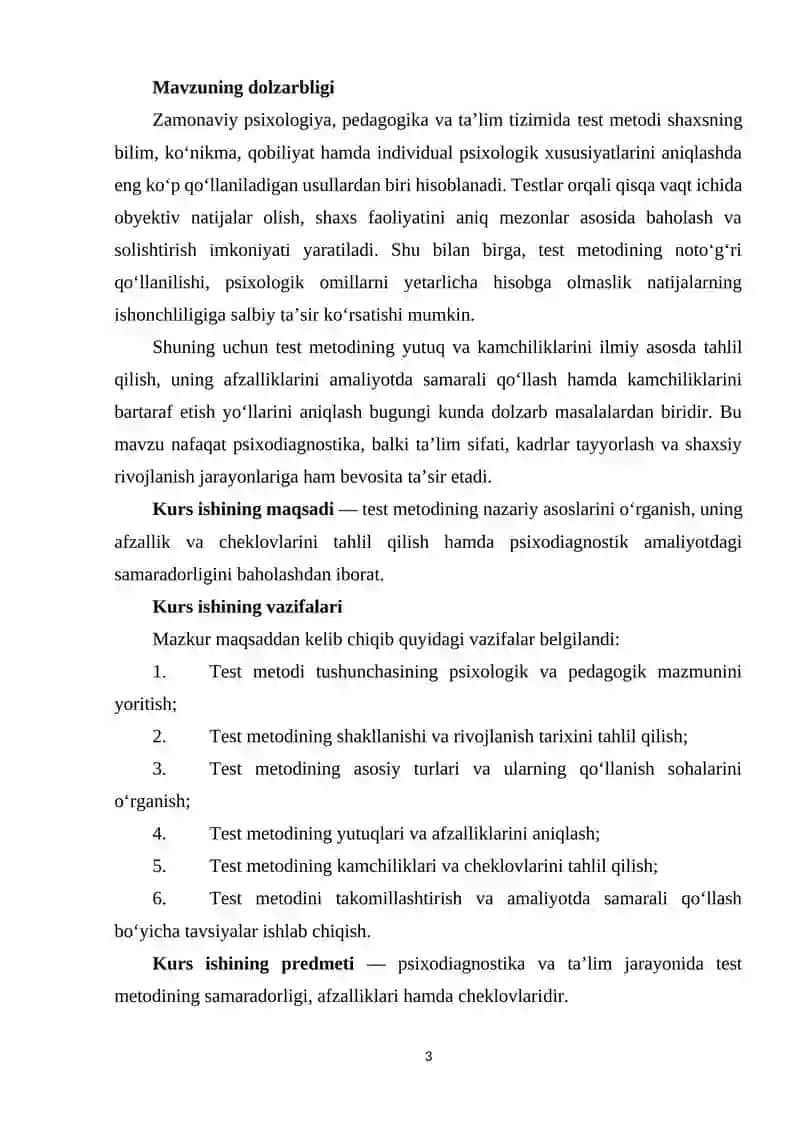Hozirgi zamon psixologiyasida testning dolzarb muammolari 3