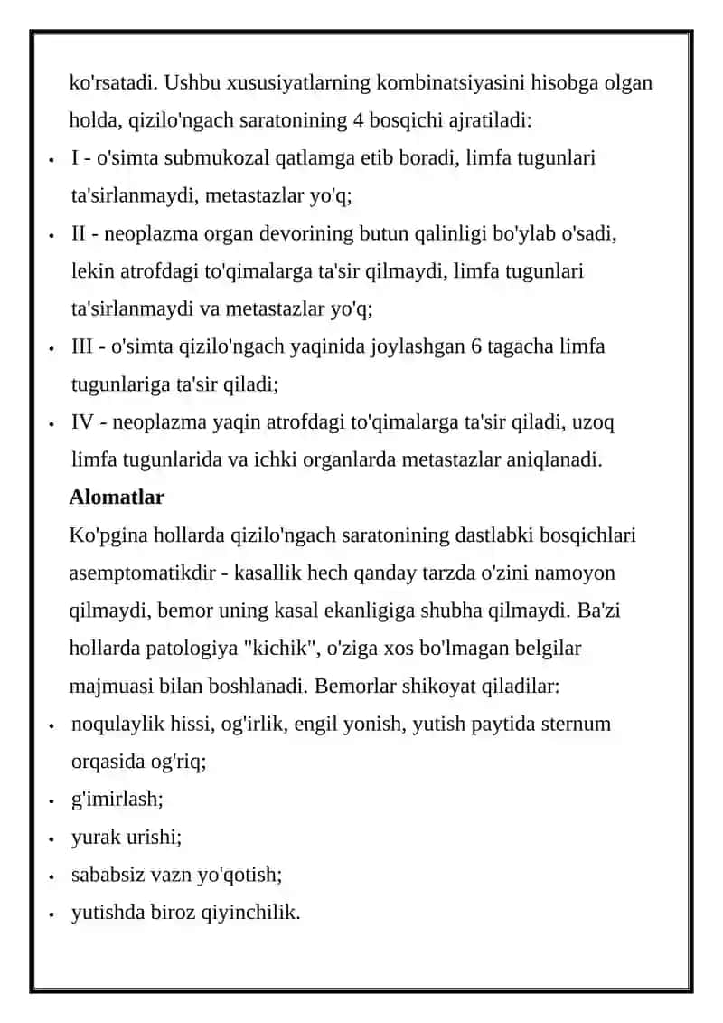 Qizilo'ngach saratoni 3