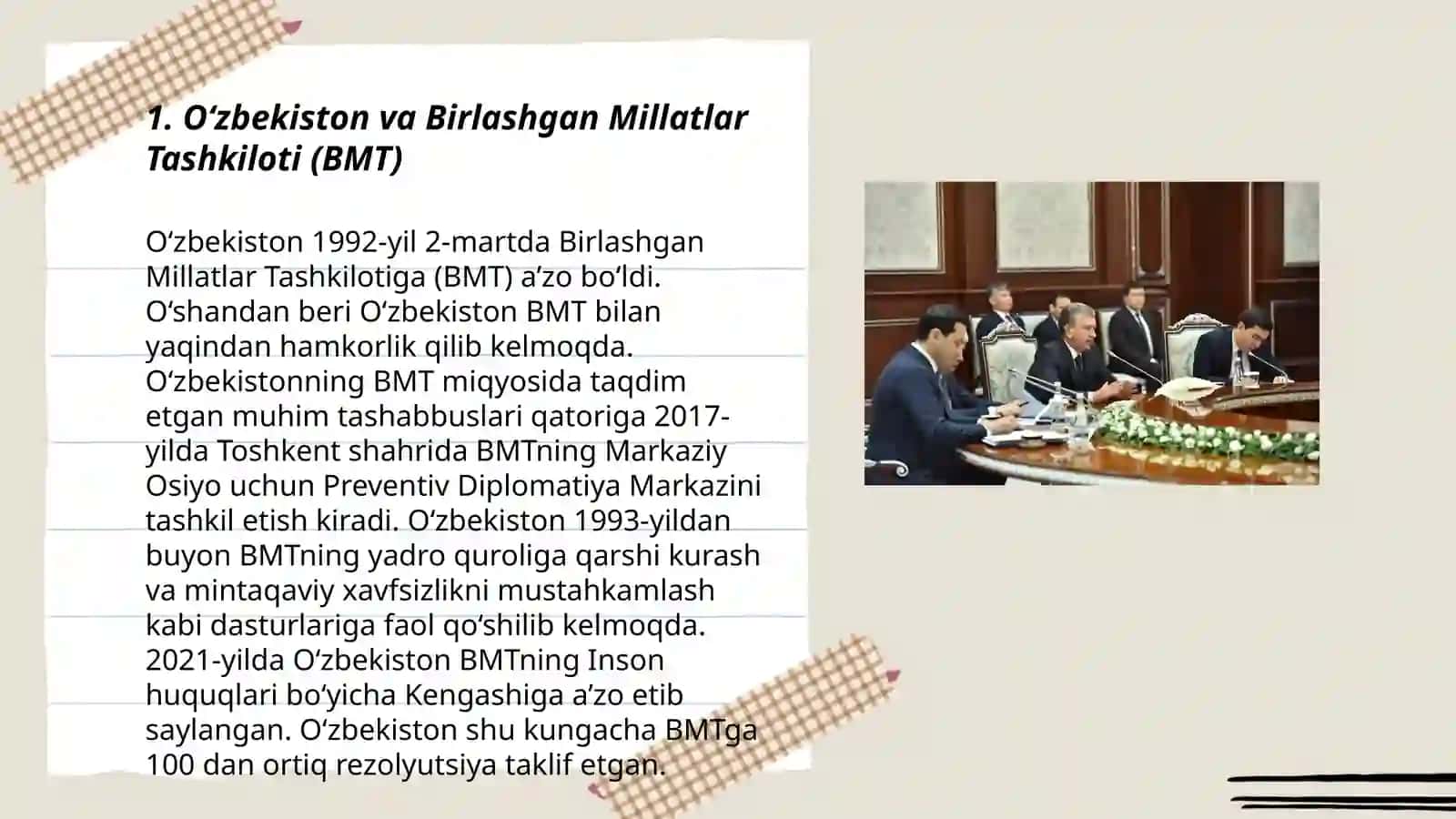 O‘zbekistonning xalqaro tashkilotlar bilan hamkorlik aloqalari 3