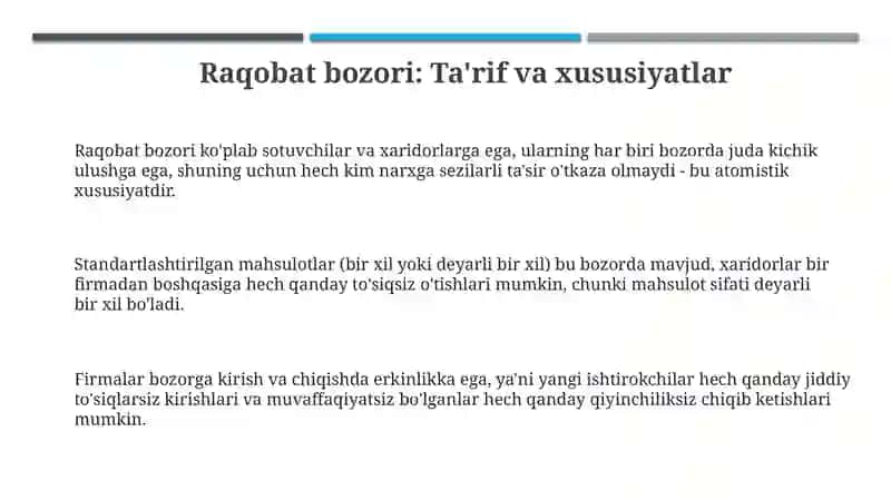 Raqobatlashgan bozorlarda firmalar 3