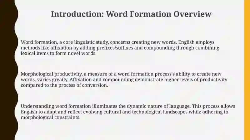 Word Formation: A Comparative Overview 3