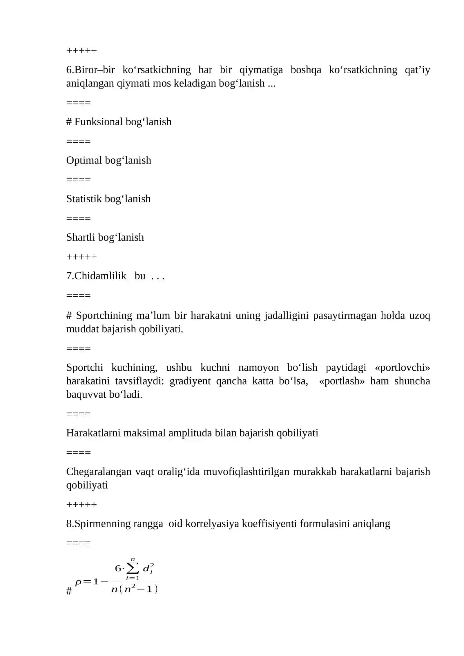 Sport metrologiyasi test savollari 3