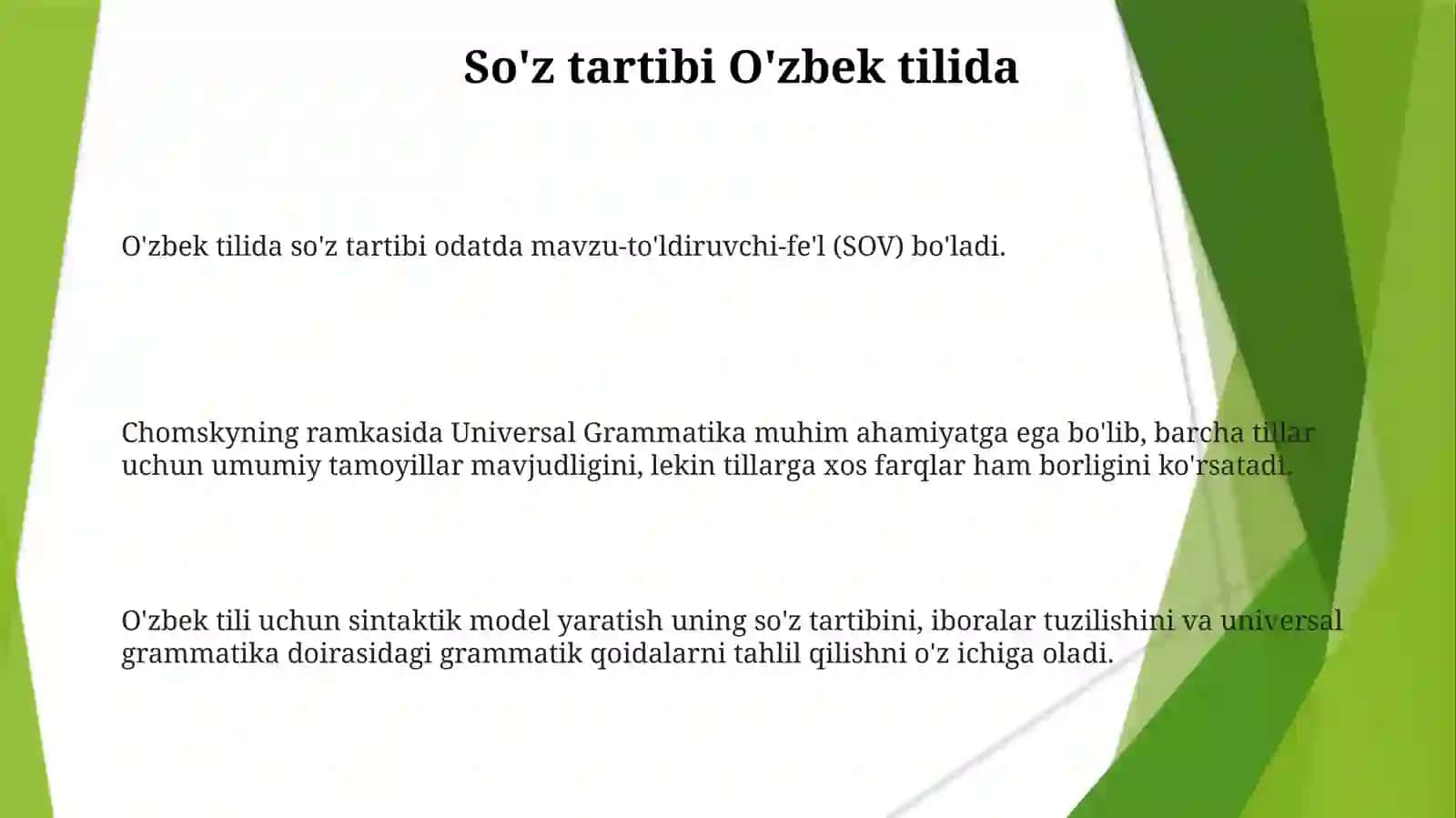 NoamChomskiystrukturasigaasoslanganO'zbektiliningsintaktikmodeliniyaratish 3