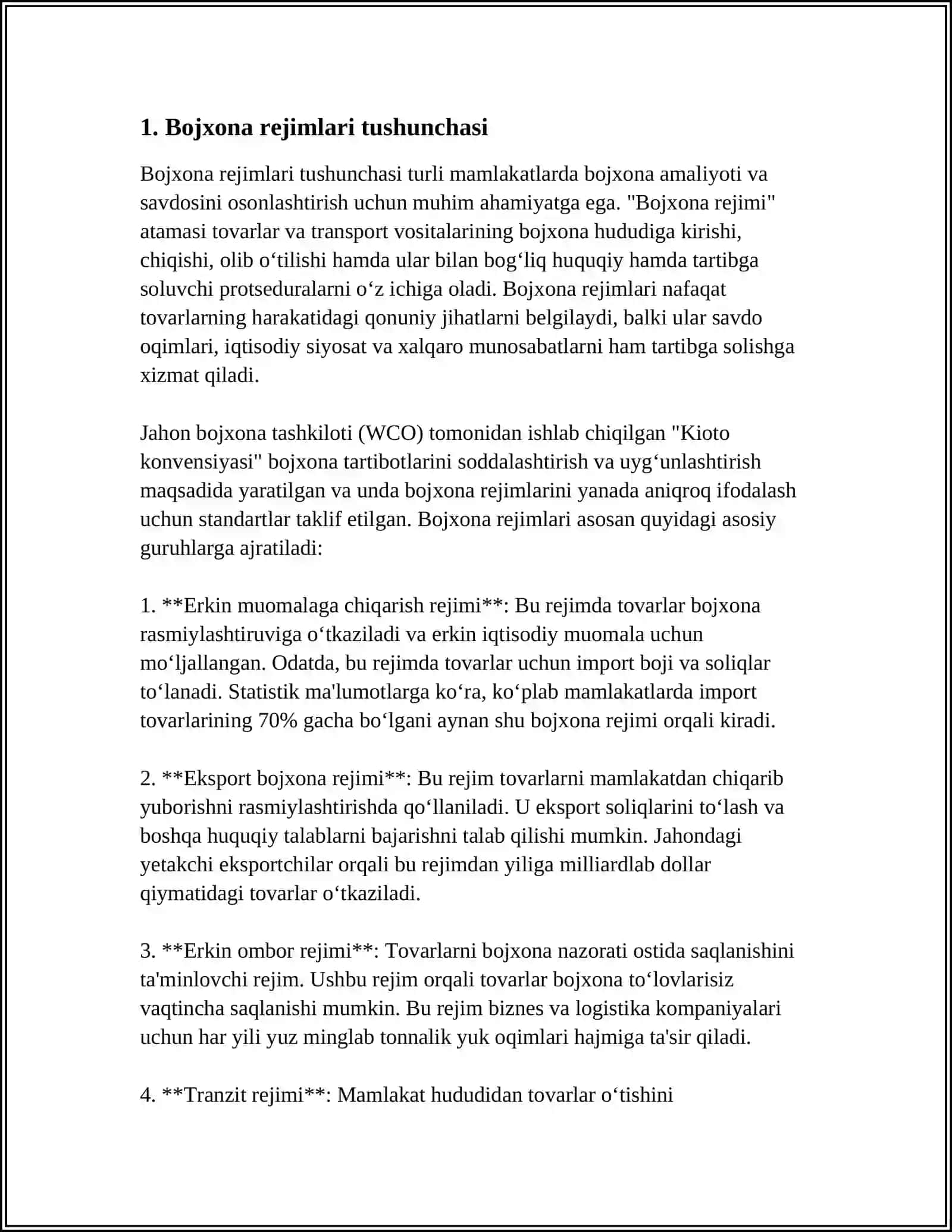 BOJXONA REJIMLARI VA ULARNING TURLARI 3