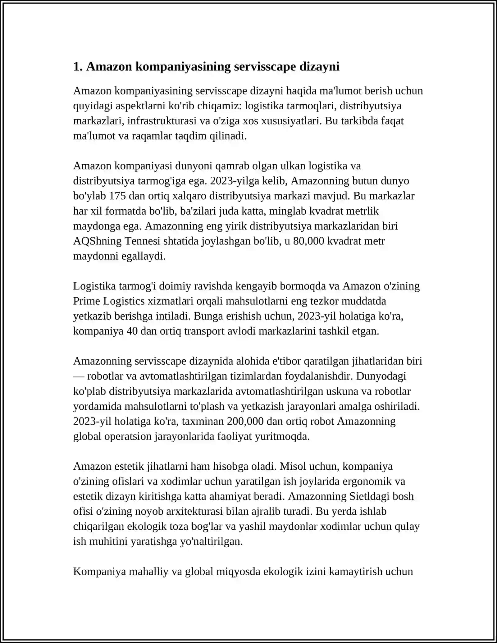 SERVICESCAPE OF AMAZON COMPANY 3