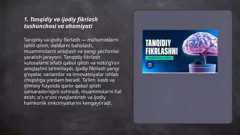 Tanqidiy va ijodiy fikrlash 3
