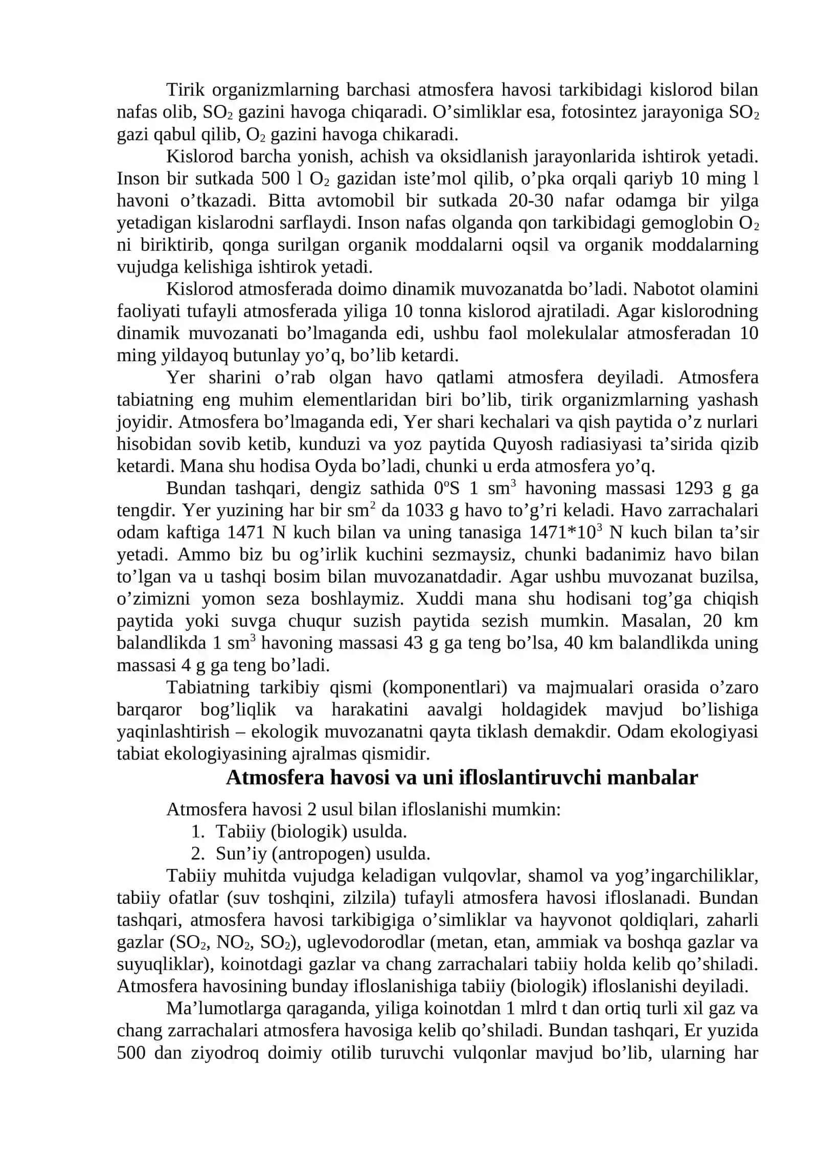 Atmosferaning tarkibi va uning ifloslanish manbalari 3