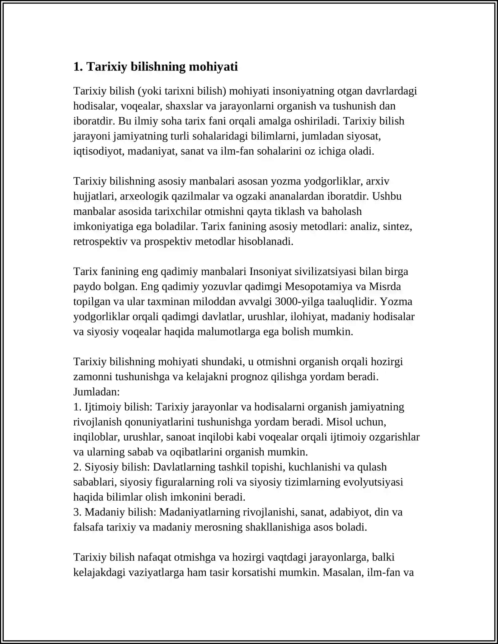 TARIXIY BILISHNING OʻZIGA XOSLIGI VA TAMOYILLARI 3